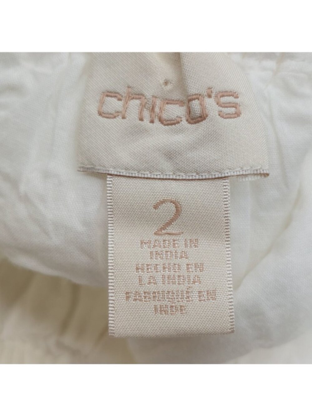 Chicos Shirt Front White Gold Sequins Size 2 Blouse Large - Picture 4 of 9
